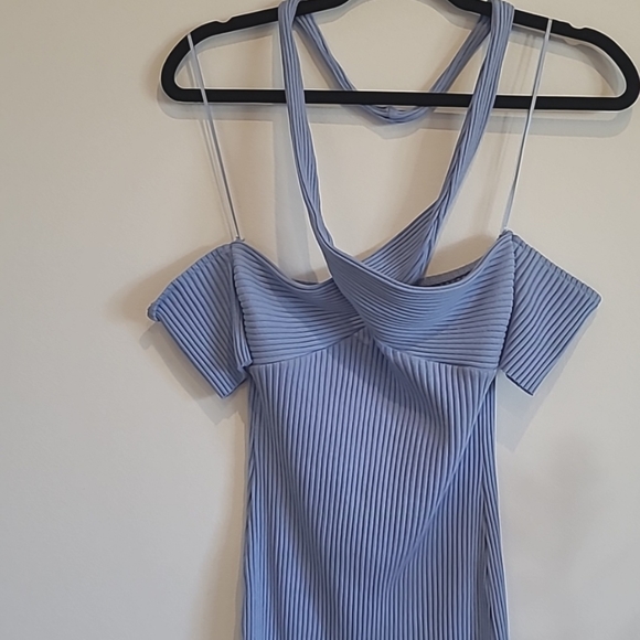 ZARA KNIT PASTEL BLUE DRESS - Picture 5 of 8